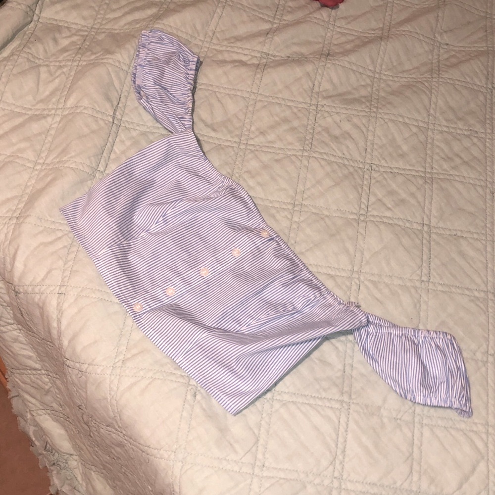 Light Blue/White Stripes Crop Top